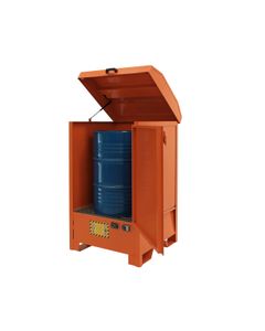 Painted Steel Bunded Cabinets for Outdoor Drum Storage EDL Sall Orange Vents
