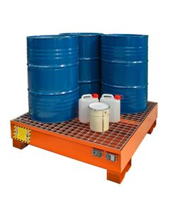 Painted Steel Spill Pallets for Safe Indoor Storage of Drums ECL Sall drum spill pallet Orange No Side Guard