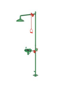 Floor mounted laboratory safety shower with eye/face wash