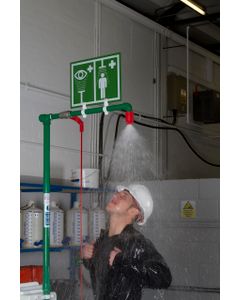 Unheated Emergency Safety Shower with Lidded Eye/Face Wash and Body Spray