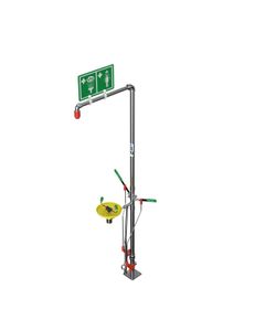 Self-draining Emergency Safety Shower with ABS Open Bowl Eye/Face Wash SD1875 Hughes Powder Coated Stainless Steel