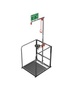 Unheated Emergency Safety Shower and Open Bowl Eye/Face Wash within Protective Frame