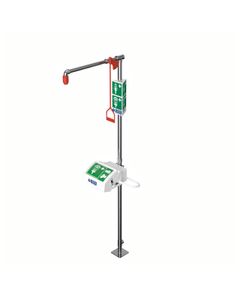 Unheated Emergency Safety Shower with Lidded Eye/Face 1845 Hughes Stainless Steel