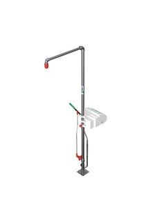 Self-draining Emergency Safety Shower with Lidded Eye/Face Wash and Body Spray