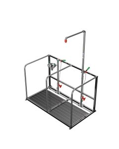 Self-draining Emergency Safety Shower and Separate Open Bowl Eye/Face Wash within Protective Frame